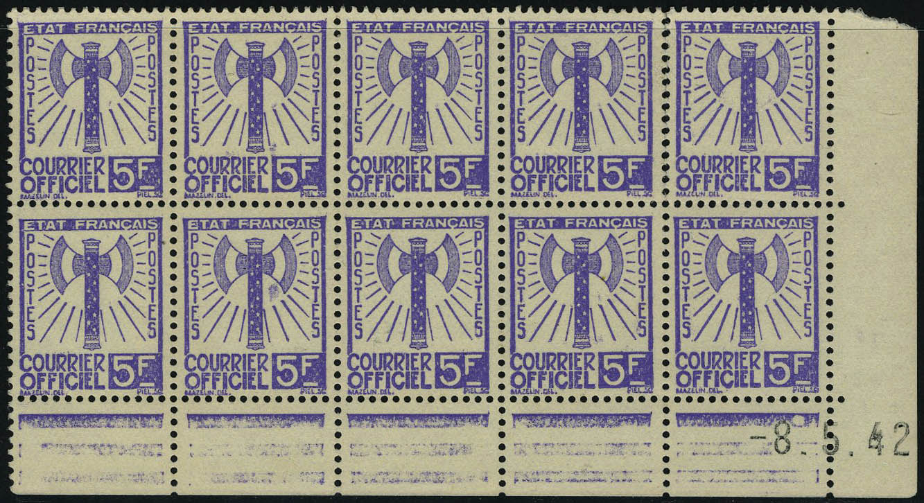 Lot 1278 - France timbres de service - Francois Feldman F.C.N.P François FELDMAN sale #124 Lot 1278 - France timbres de service - Francois Feldman F.C.N.P François FELDMAN sale #124