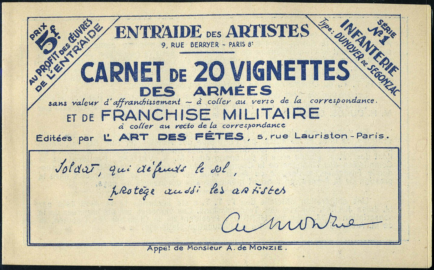 Lot 1370 - France timbres de franchise -  Francois Feldman F.C.N.P François FELDMAN sale #124