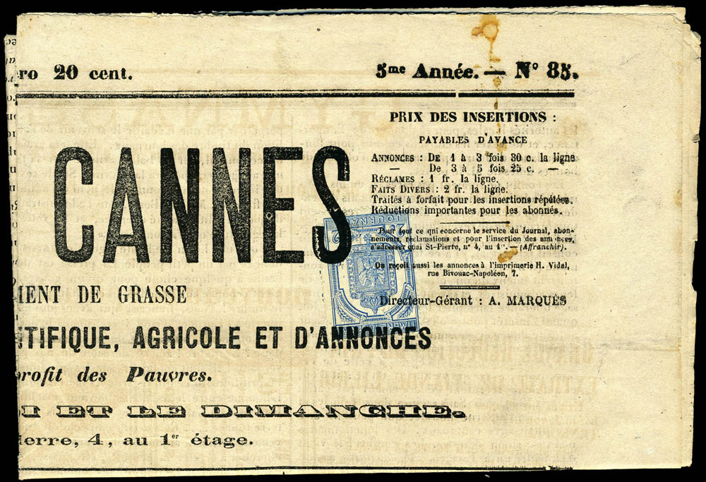 Lot 1397 - France timbres pour journaux - Francois Feldman F.C.N.P François FELDMAN sale #124 Lot 1397 - France timbres pour journaux - Francois Feldman F.C.N.P François FELDMAN sale #124
