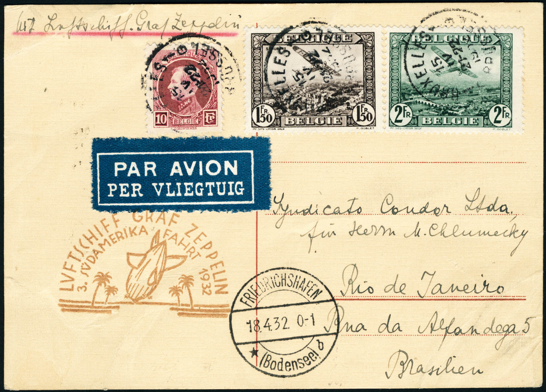 Lot 3001 - belgique poste aerienne -  Francois Feldman F.C.N.P François FELDMAN sale #124