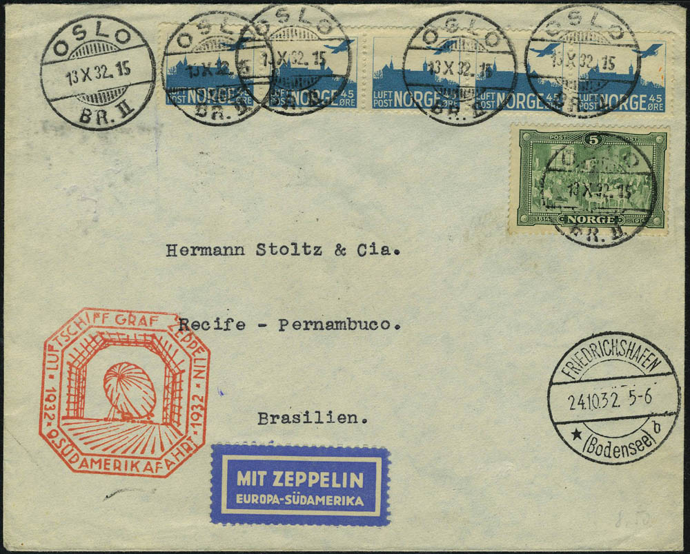 Lot 3244 - norvège poste aerienne -  Francois Feldman F.C.N.P François FELDMAN sale #124