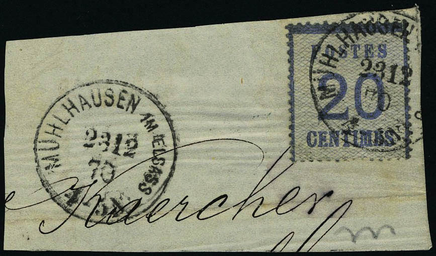 Lot 1124 - France occupation allemande (1870/1871) - Francois Feldman F.C.N.P François FELDMAN sale #127 Lot 1124 - France occupation allemande (1870/1871) - Francois Feldman F.C.N.P François FELDMAN sale #127