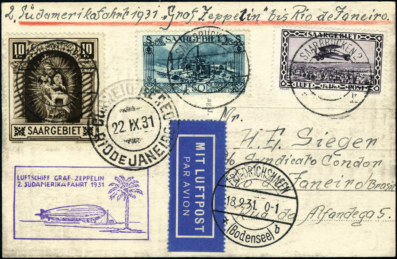 Lot 2261 - Sarre poste aerienne -  Francois Feldman F.C.N.P François FELDMAN sale #127