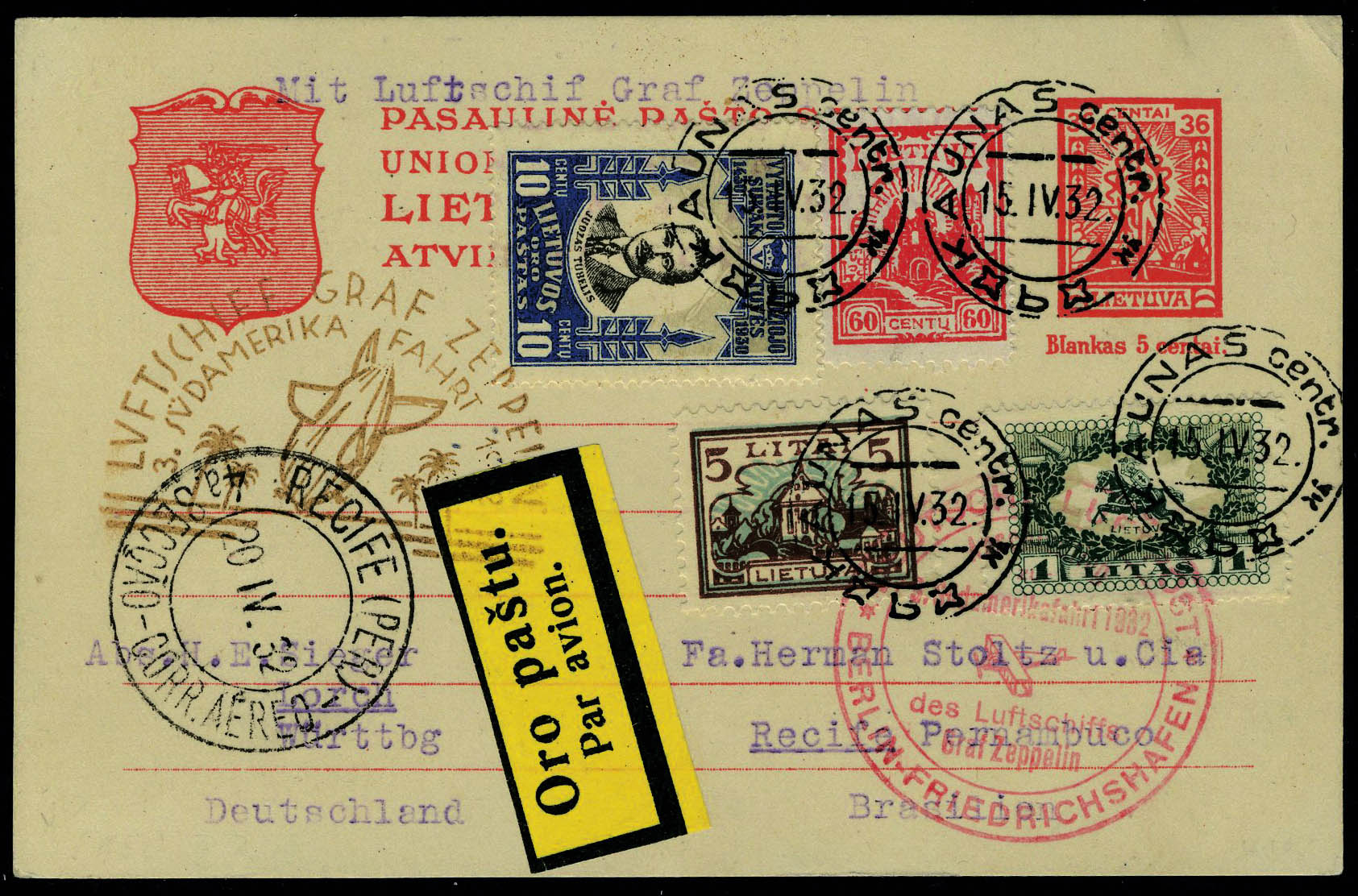 Lot 2903 - lituanie poste aerienne -  Francois Feldman F.C.N.P François FELDMAN sale #127