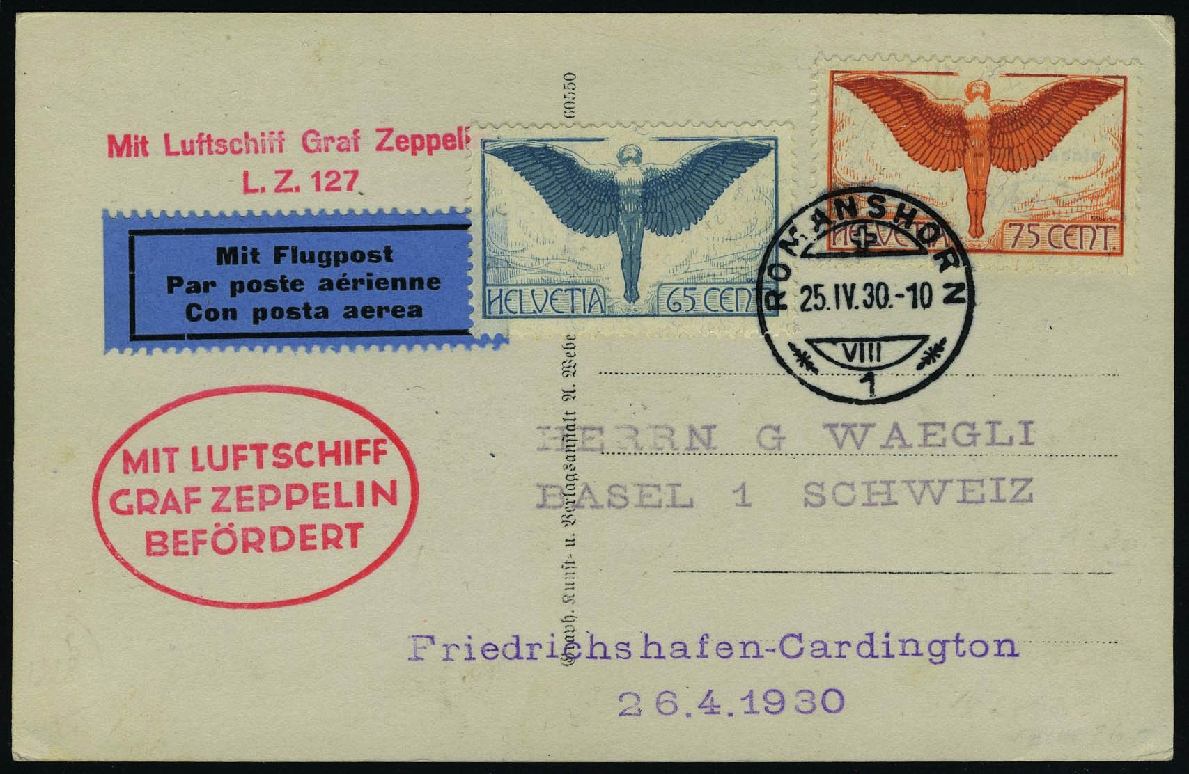 Lot 3031 - suisse poste aerienne -  Francois Feldman F.C.N.P François FELDMAN sale #127