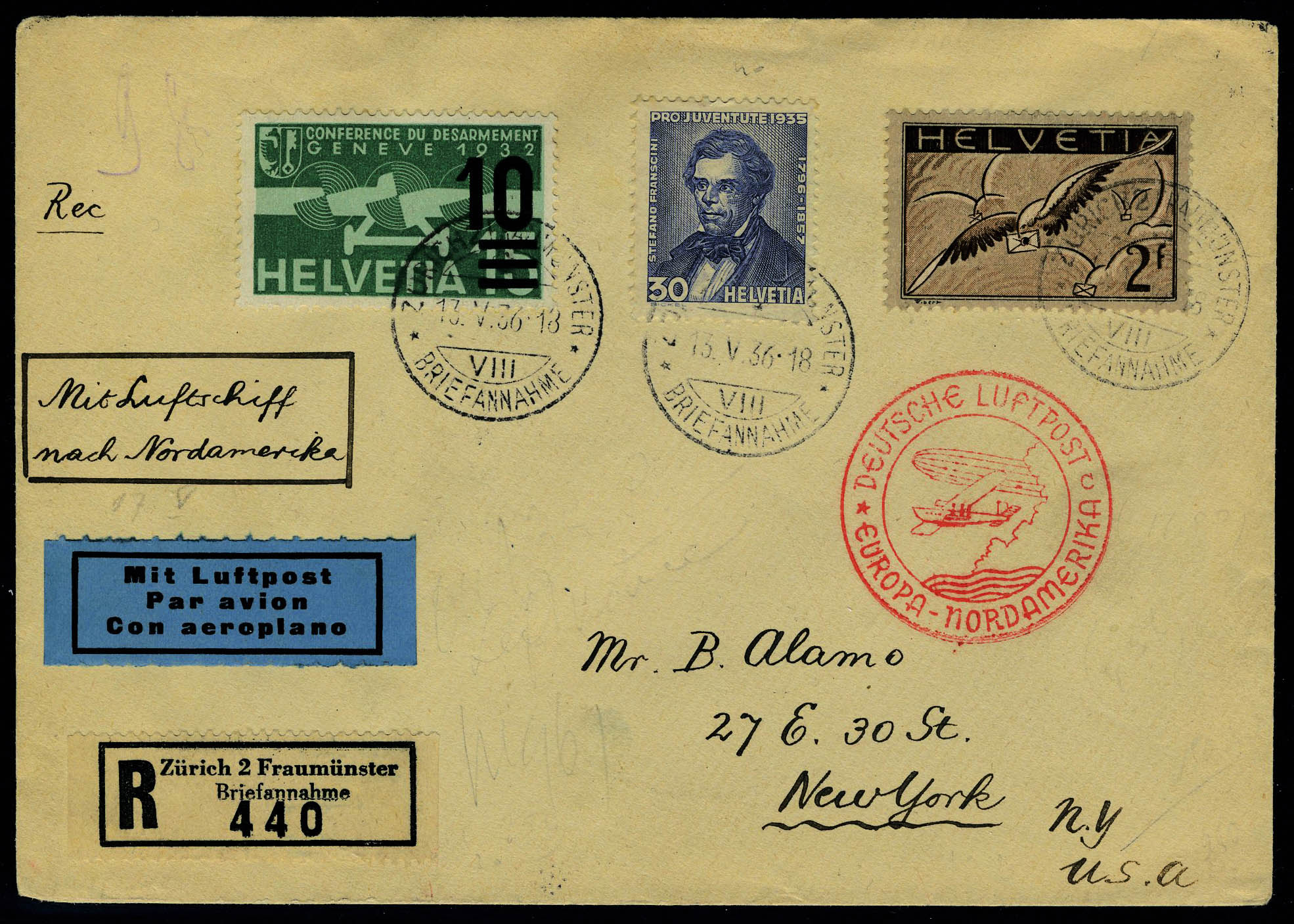 Lot 3034 - suisse poste aerienne -  Francois Feldman F.C.N.P François FELDMAN sale #127