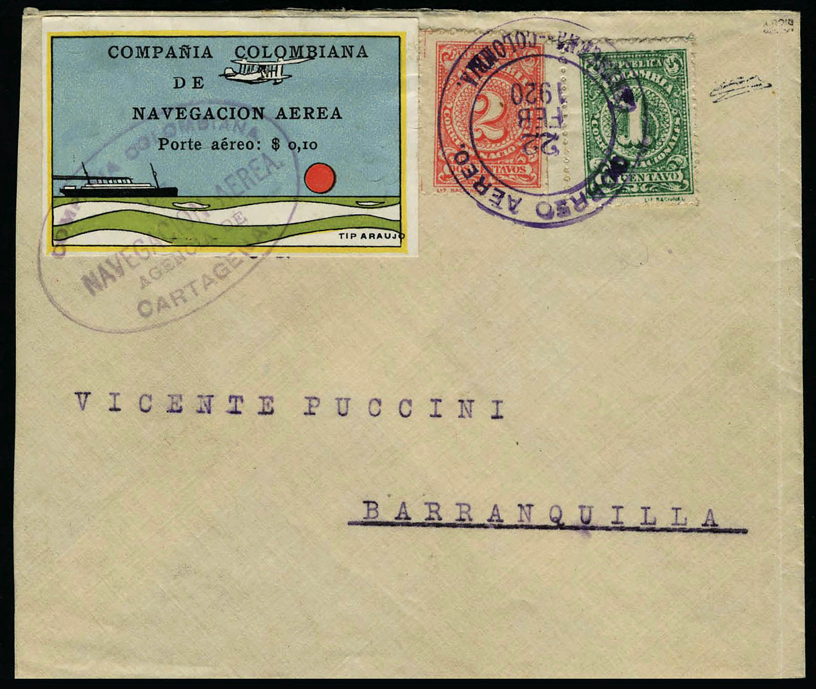 Lot 3193 - colombie poste aerienne - Francois Feldman F.C.N.P François FELDMAN sale #127 Lot 3193 - colombie poste aerienne - Francois Feldman F.C.N.P François FELDMAN sale #127