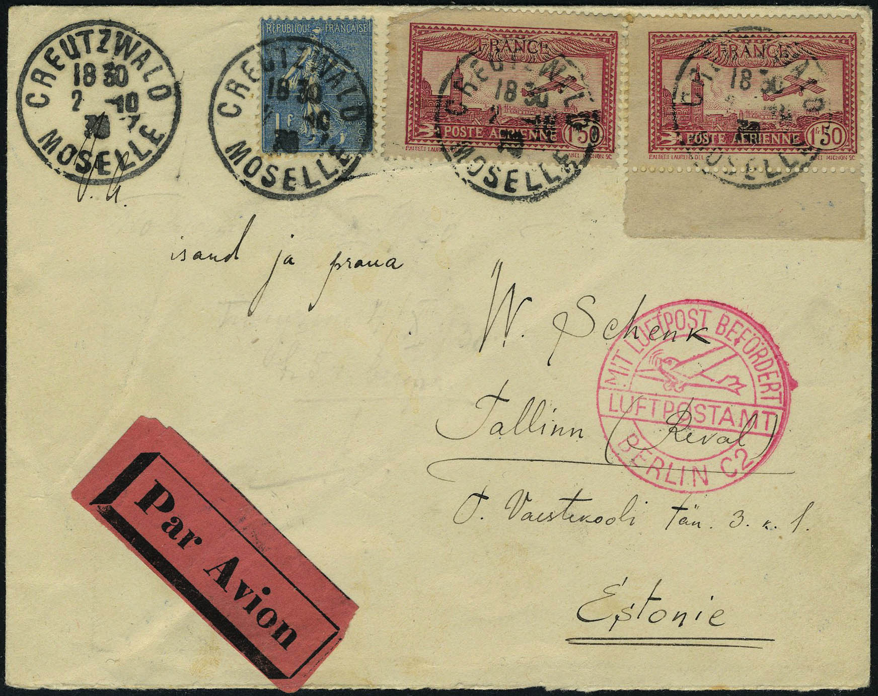 Lot 704 - France poste aerienne - Francois Feldman F.C.N.P François FELDMAN sale #127 Lot 704 - France poste aerienne - Francois Feldman F.C.N.P François FELDMAN sale #127