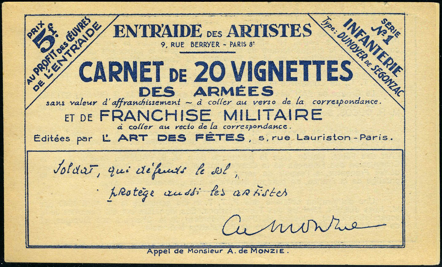 Lot 978 - France timbres de franchise -  Francois Feldman F.C.N.P François FELDMAN sale #127