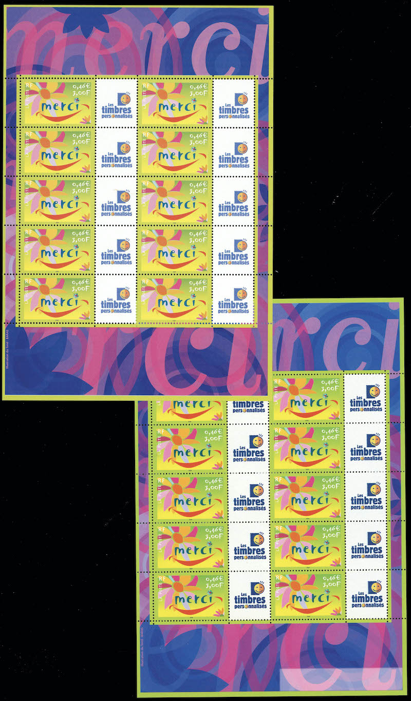 Lot 1380 - France TIMBRES POSTE AV VIGNETTES PERSONALISEES -  Francois Feldman F.C.N.P François FELDMAN sale #128