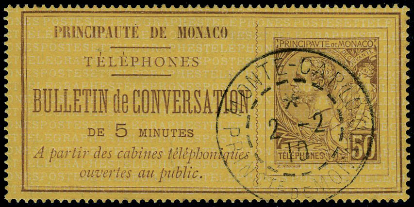 Lot 1589 - MONACO, FRENCH COLONIES A-Z INCLUDING RARITIES MONACO, TIMBRES TELEPHONE - Francois Feldman F.C.N.P François FELDMAN sale #128 Lot 1589 - MONACO, FRENCH COLONIES A-Z INCLUDING RARITIES MONACO, TIMBRES TELEPHONE - Francois Feldman F.C.N.P François FELDMAN sale #128