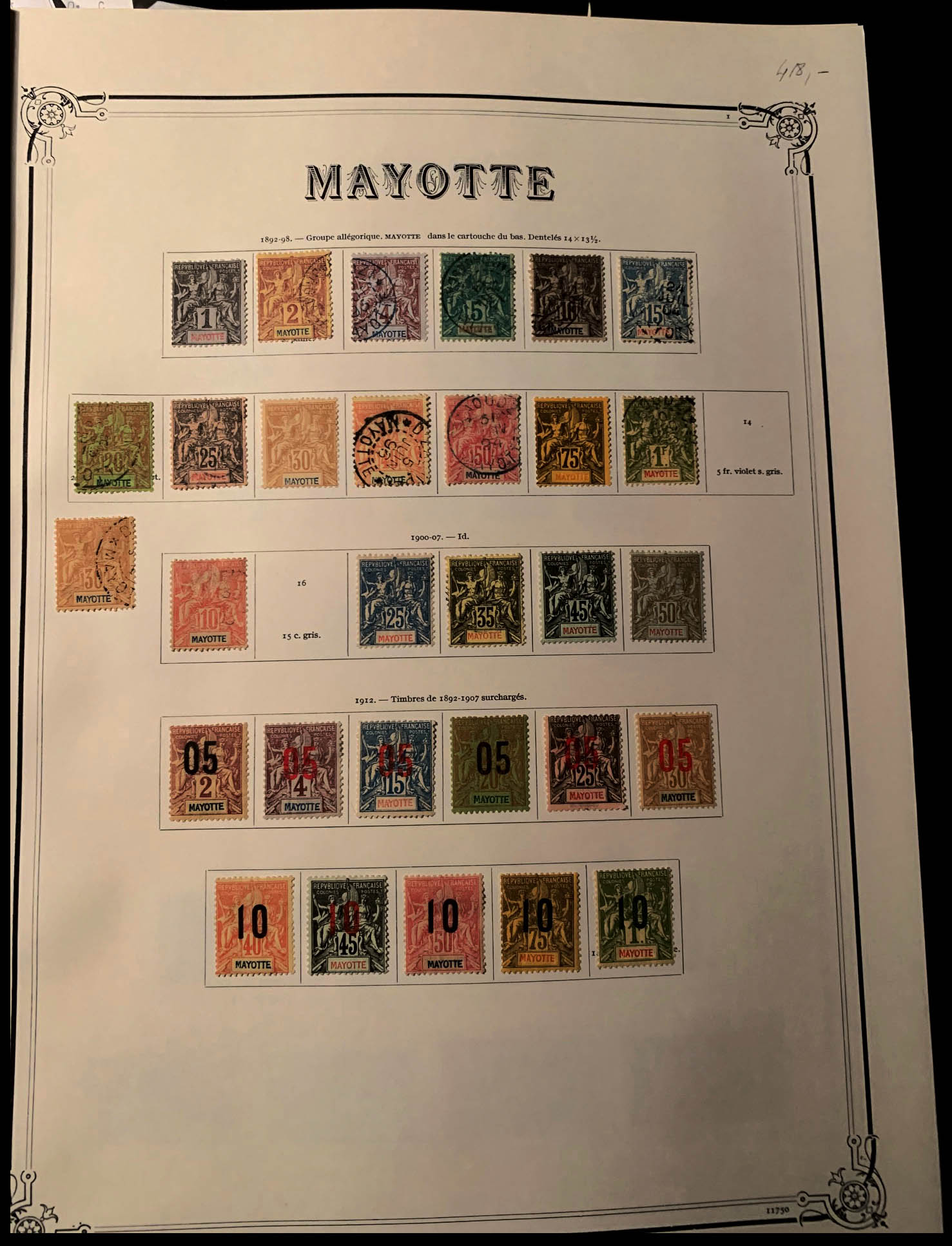 Lot 2217 - MONACO, FRENCH COLONIES A-Z INCLUDING RARITIES MAYOTTE, LOTS & COLLECTIONS -  Francois Feldman F.C.N.P François FELDMAN sale #128
