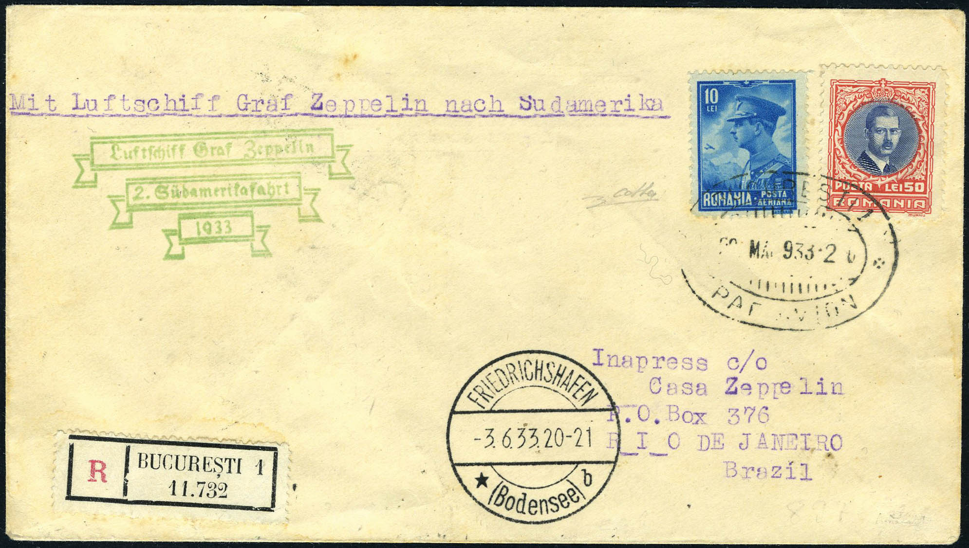 Lot 3057 - western europe ROUMANIE, POSTE AERIENNE -  Francois Feldman F.C.N.P François FELDMAN sale #128
