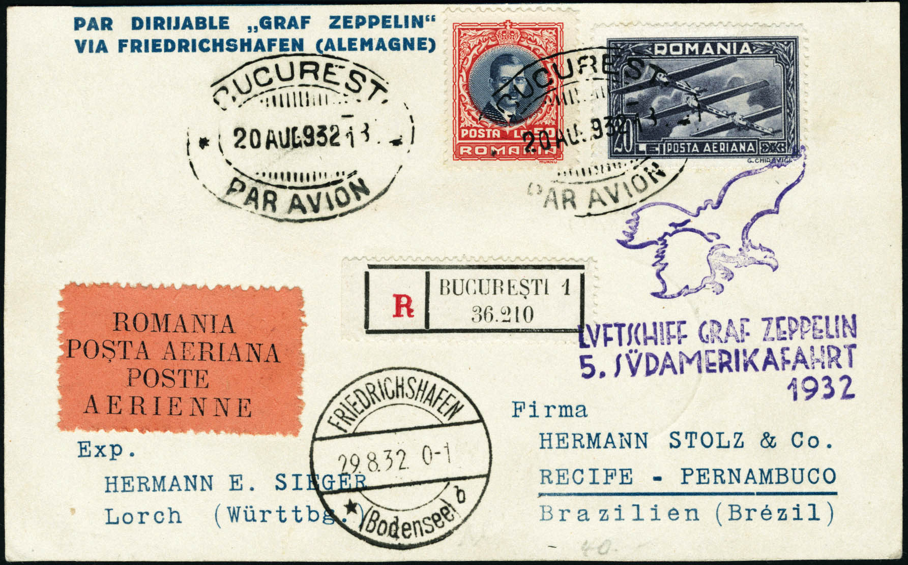Lot 3060 - western europe ROUMANIE, POSTE AERIENNE - Francois Feldman F.C.N.P François FELDMAN sale #128 Lot 3060 - western europe ROUMANIE, POSTE AERIENNE - Francois Feldman F.C.N.P François FELDMAN sale #128