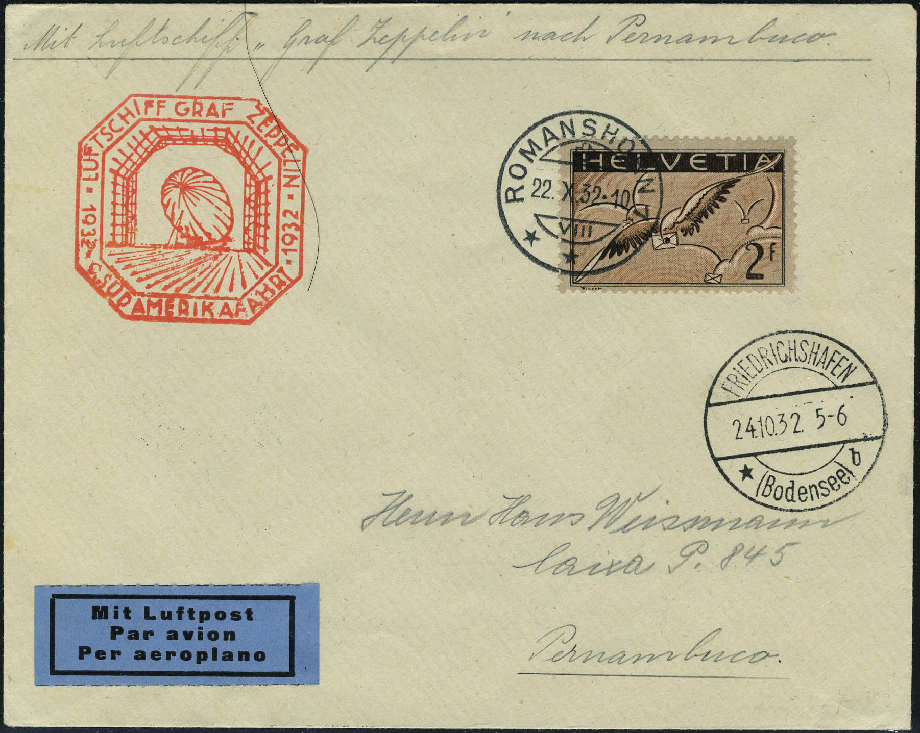 Lot 3119 - western europe SUISSE, POSTE AERIENNE - Francois Feldman F.C.N.P François FELDMAN sale #128 Lot 3119 - western europe SUISSE, POSTE AERIENNE - Francois Feldman F.C.N.P François FELDMAN sale #128