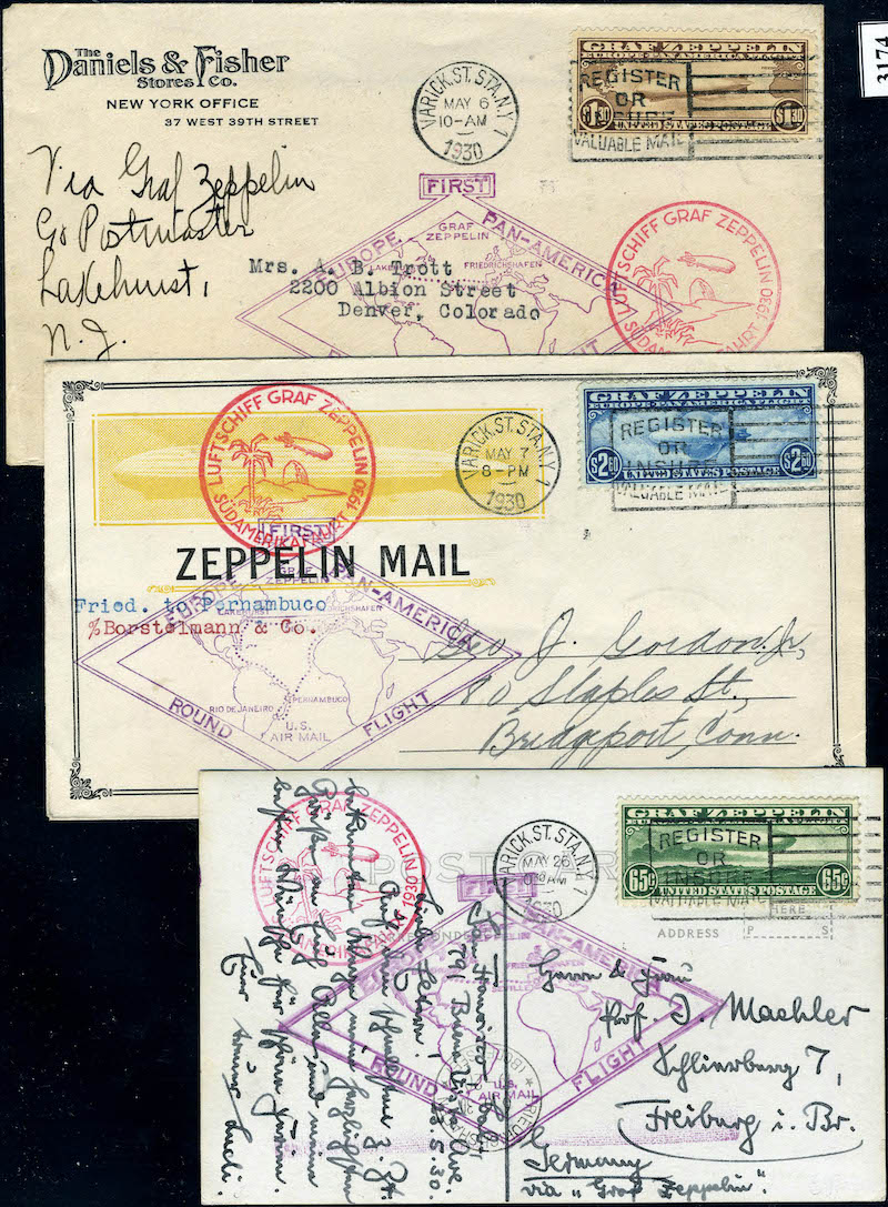 Lot 3268 - REST OF THE WORLD, ZEPPELIN COVERS AND MORE ETATS UNIS D'AMERIQUE, POSTE AERIENNE - Francois Feldman F.C.N.P François FELDMAN sale #128 Lot 3268 - REST OF THE WORLD, ZEPPELIN COVERS AND MORE ETATS UNIS D'AMERIQUE, POSTE AERIENNE - Francois Feldman F.C.N.P François FELDMAN sale #128