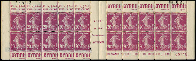 Lot 965 - France carnets - Francois Feldman F.C.N.P François FELDMAN sale #128 Lot 965 - France carnets - Francois Feldman F.C.N.P François FELDMAN sale #128